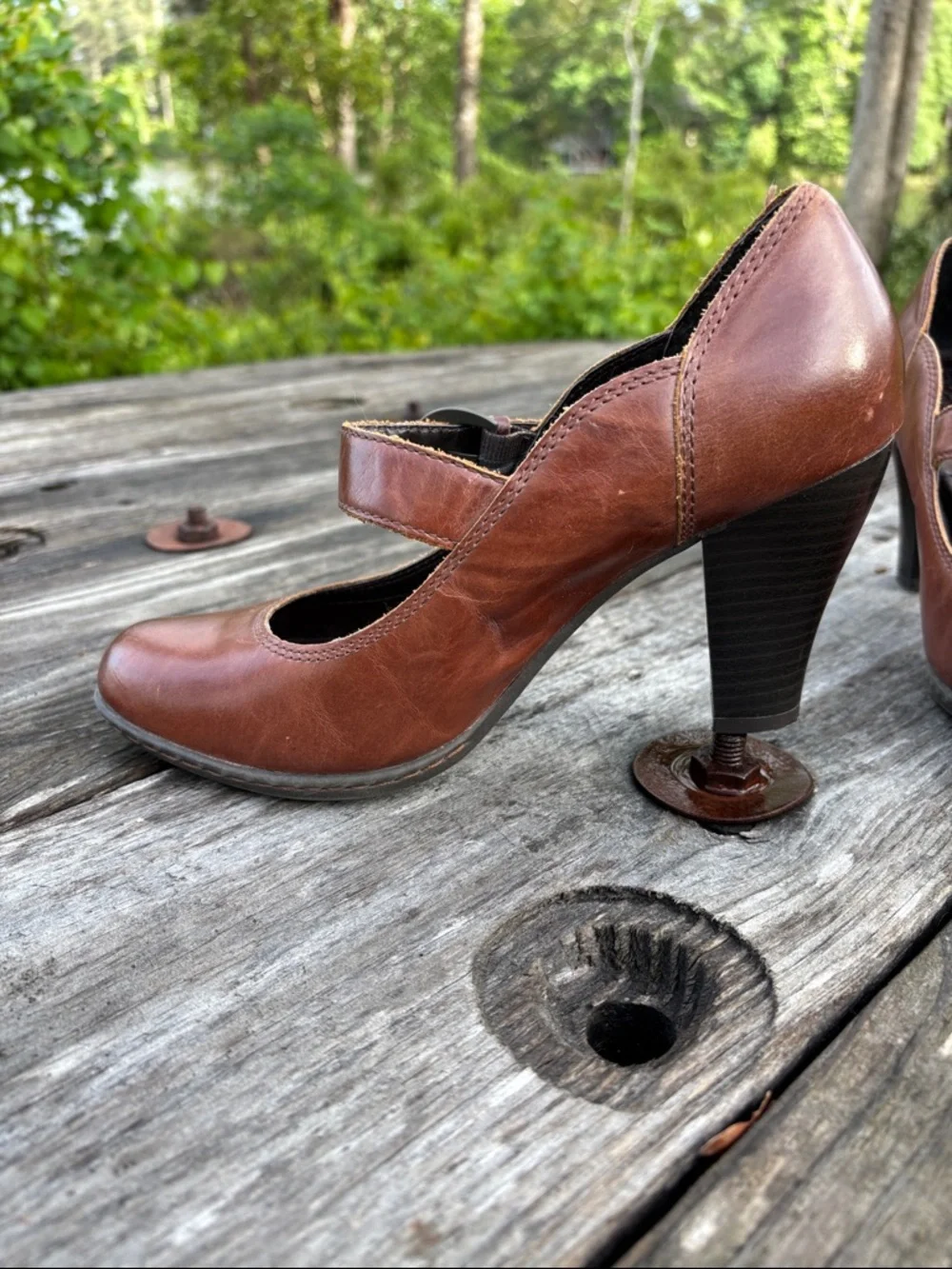 b.o.c. Women's Sz6.5 Brown Mary Jane Heels with Buckle#322